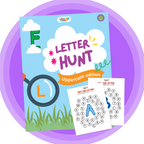 Uppercase Alphabet Hunt dot marker worksheet — Doodle Dots (Doodle Smart)