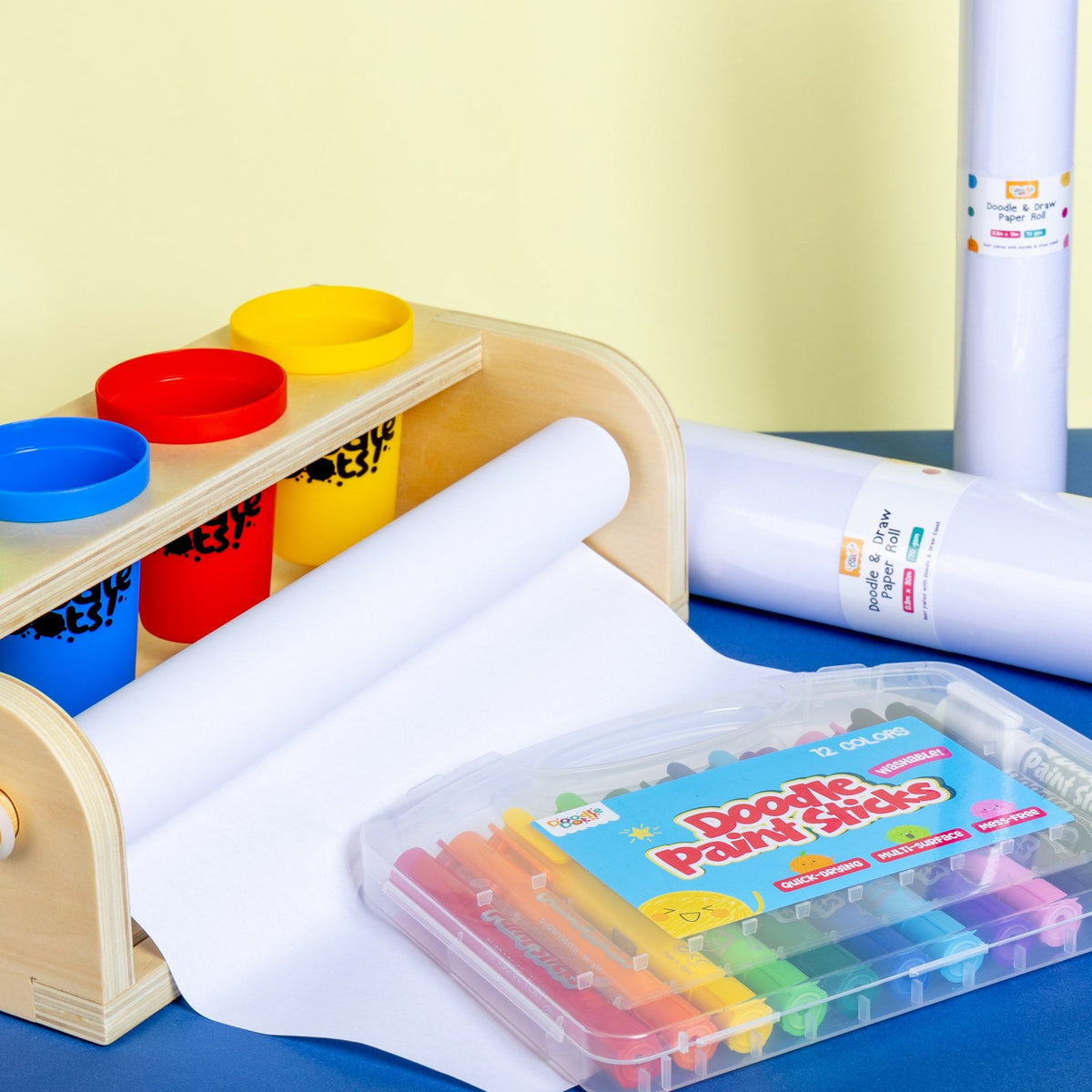 Paper roll alongside the Art Station and Doodle Paint Sticks