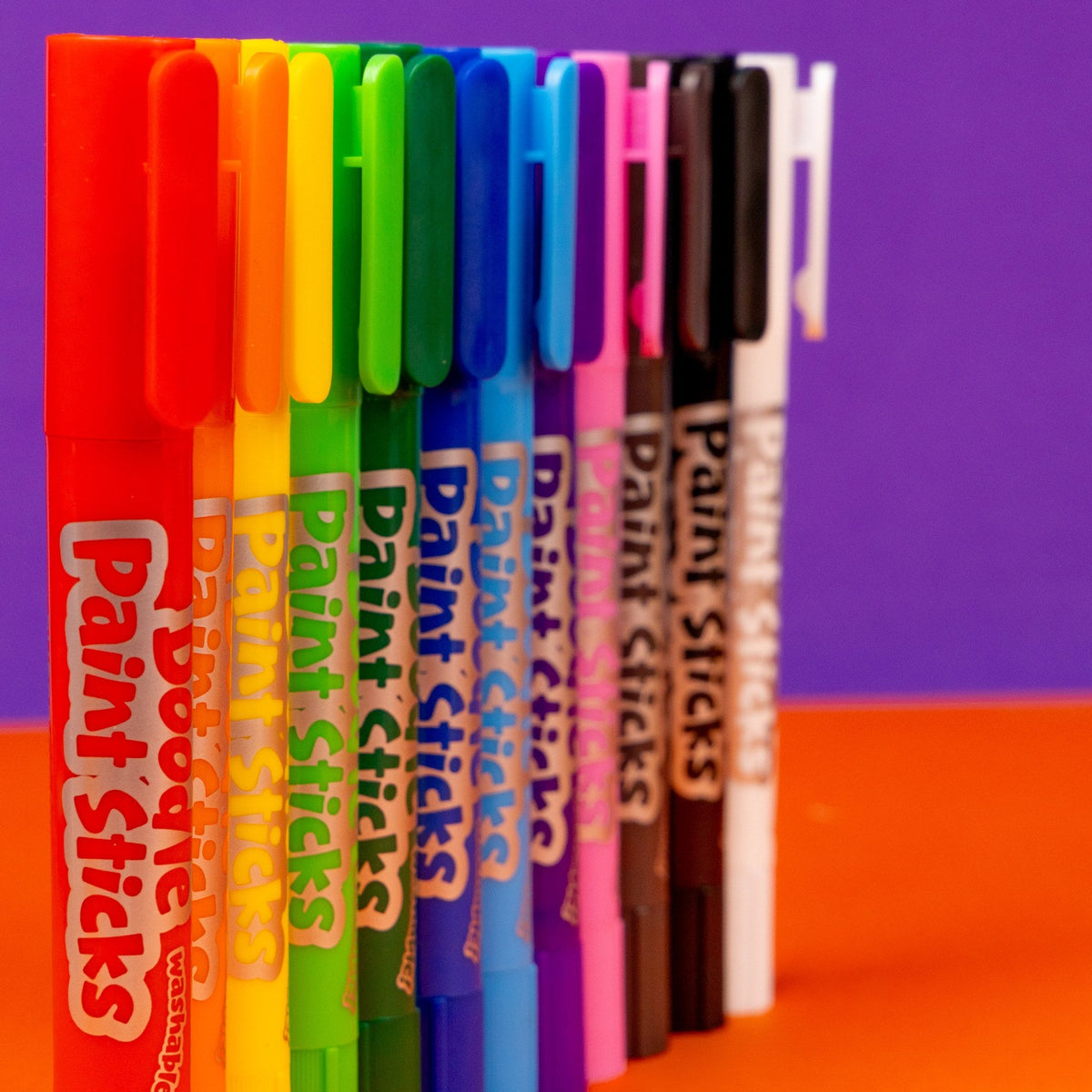 Doodle Paint Sticks in all 12 colours fanned out