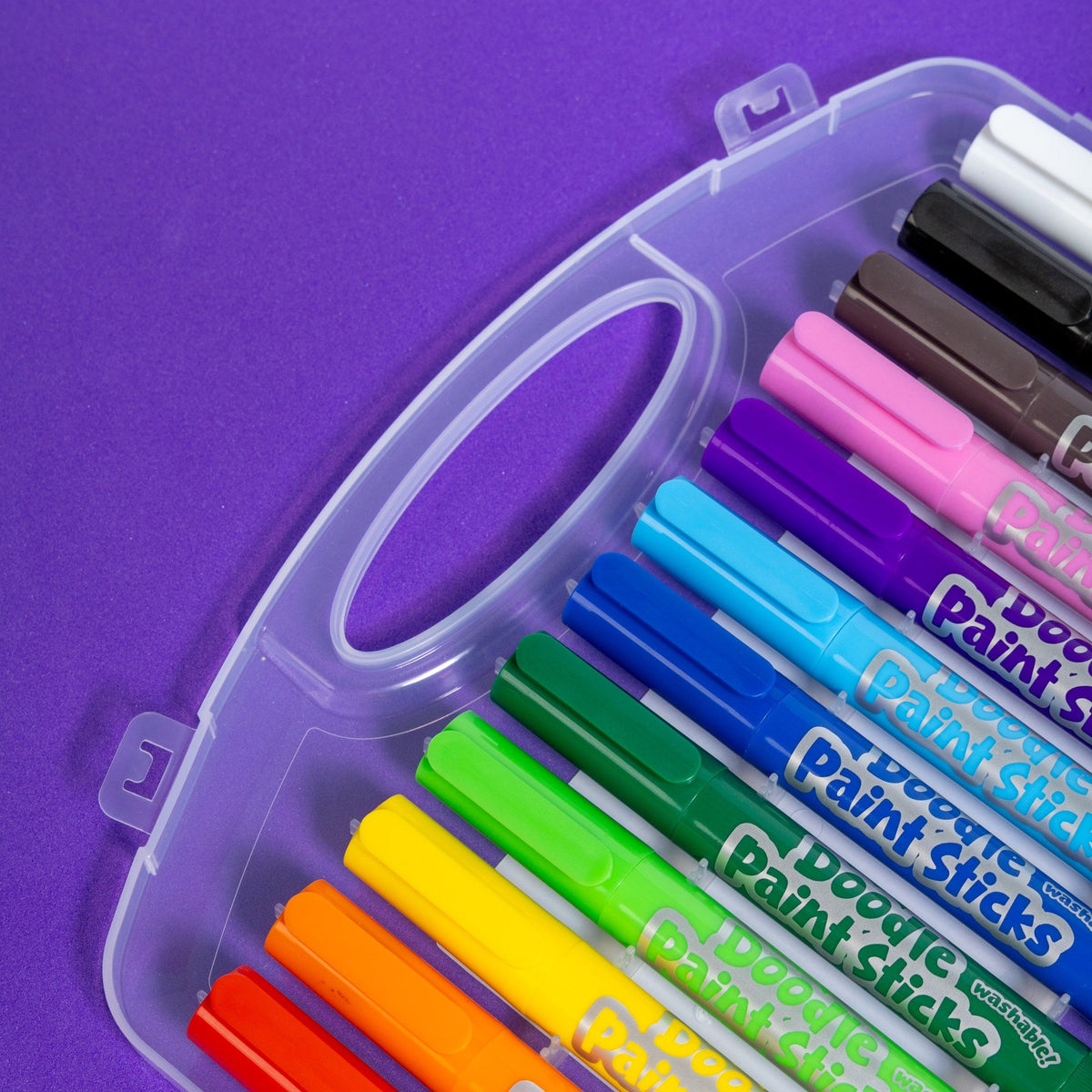Open storage case showing all 12 Doodle Paint Sticks